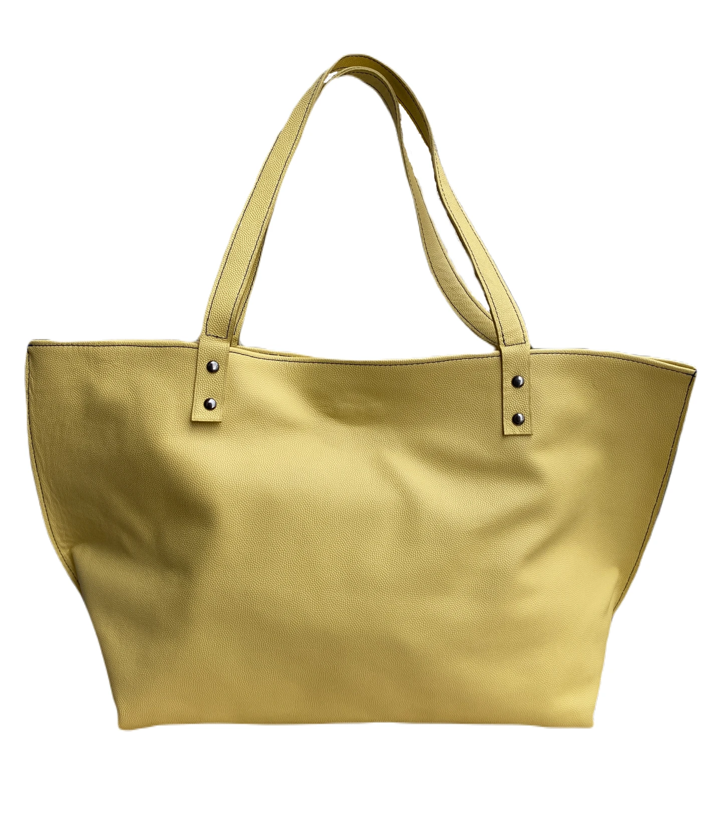 Grand sac cabas en cuir jaune avec intérieur cuir bleue Grand sac cabas en cuir jaune avec intérieur cuir bleue