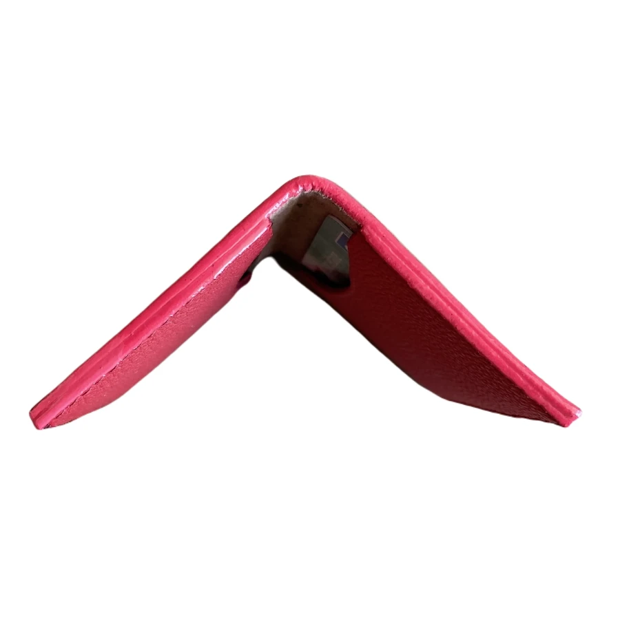 porte-carte en cuir de veau grainé framboise porte-carte en cuir de veau grainé framboise