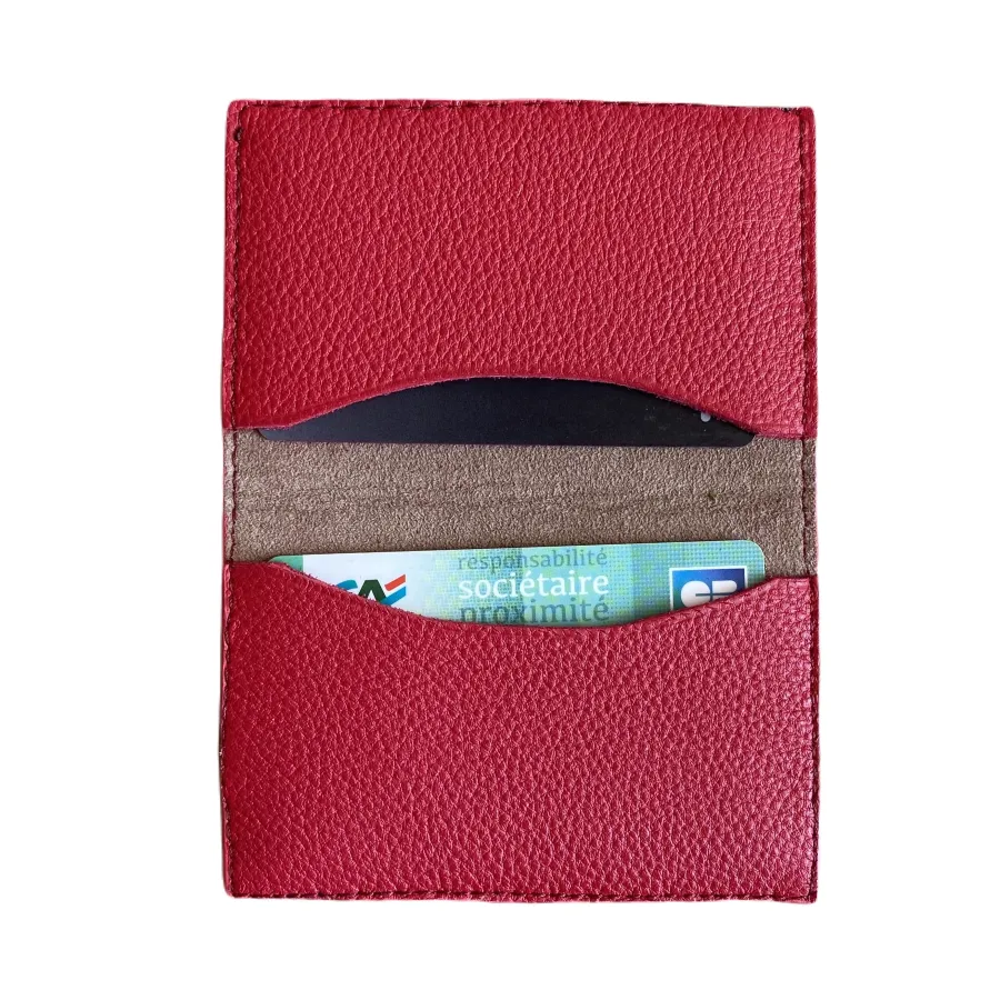 porte-carte en cuir de veau grainé framboise porte-carte en cuir de veau grainé framboise