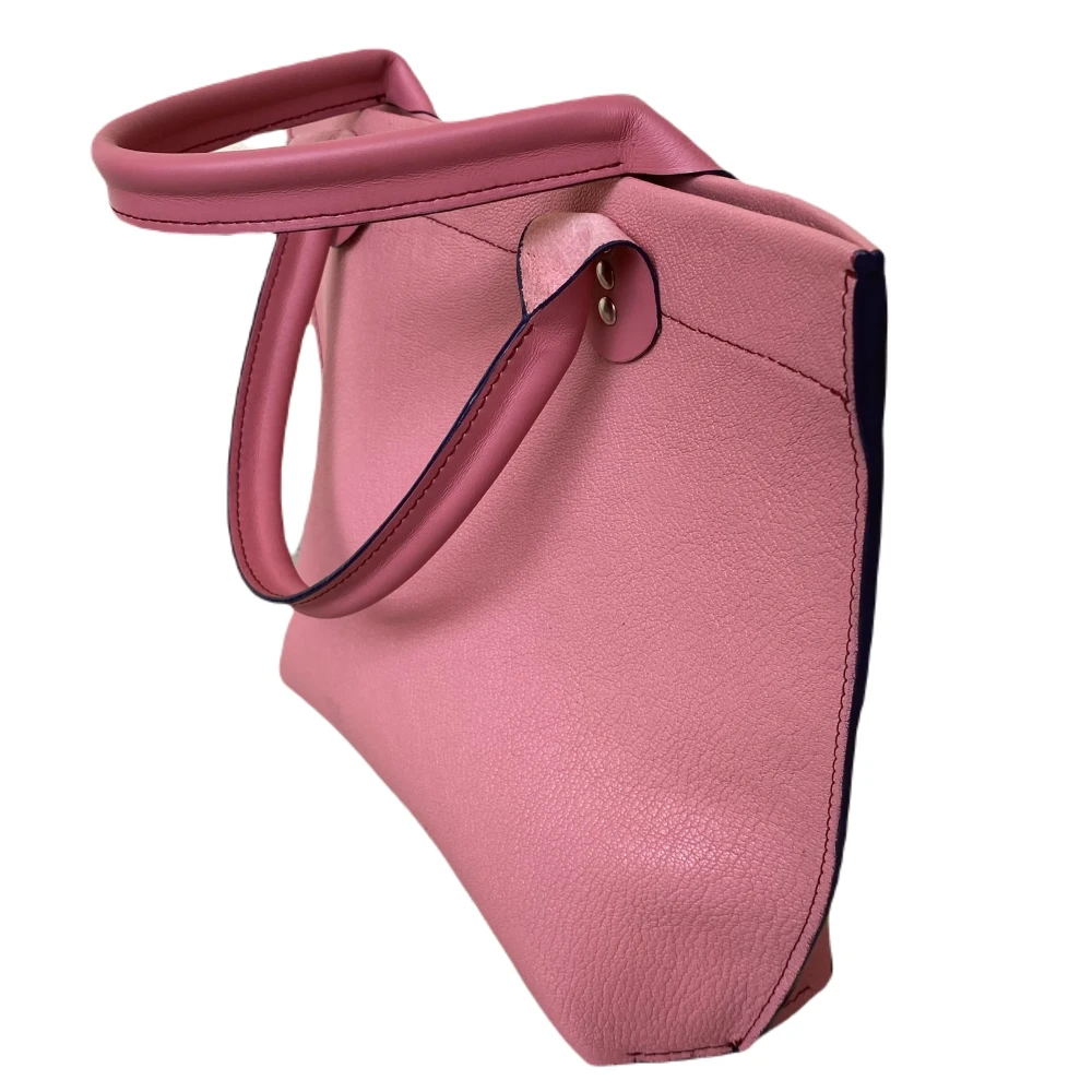 sac mini cabas en cuir de chèvre grainé rose et cuir de veau lisse rose sac mini cabas en cuir de chèvre grainé rose et cuir de veau lisse rose