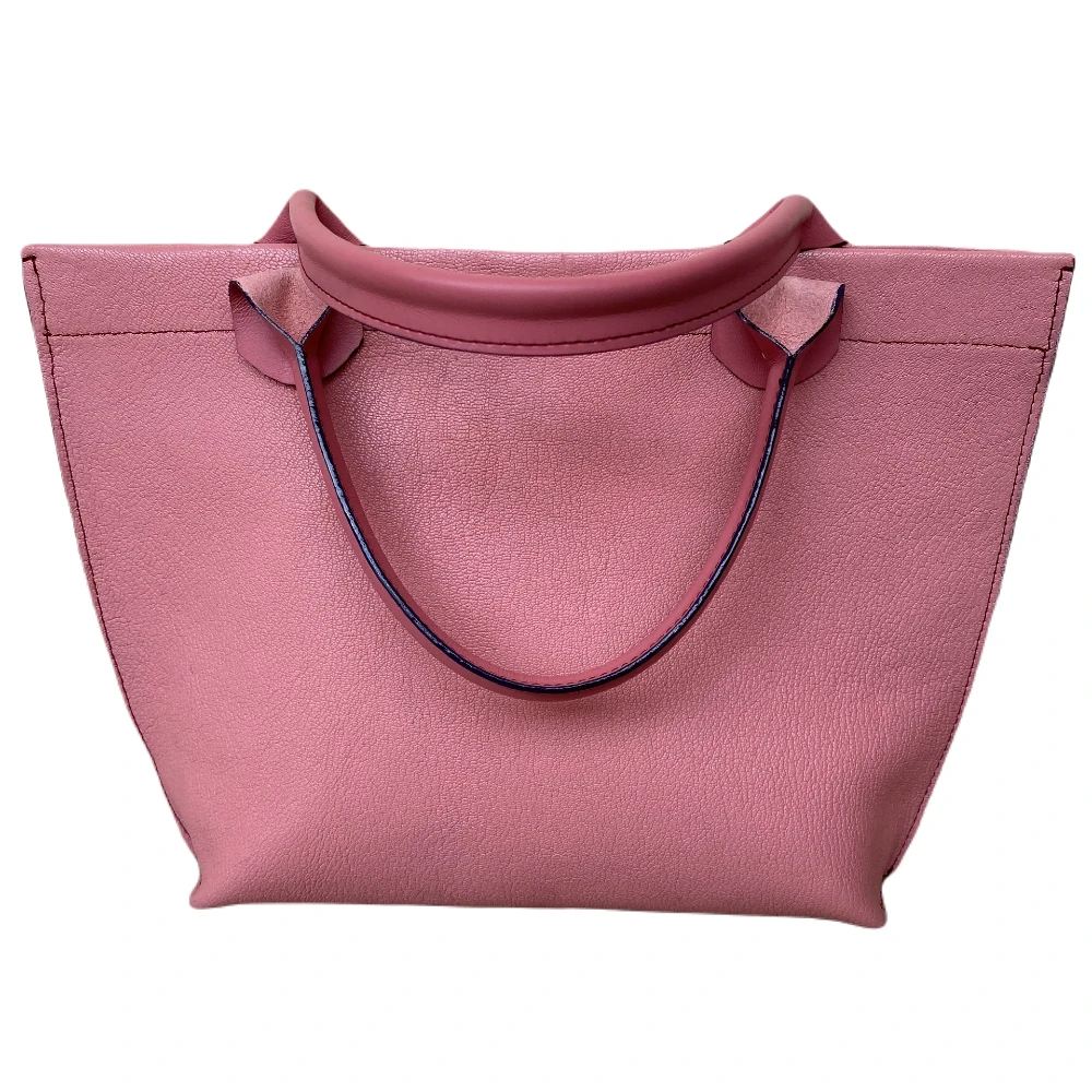 sac mini cabas en cuir de chèvre grainé rose et cuir de veau lisse rose sac mini cabas en cuir de chèvre grainé rose et cuir de veau lisse rose