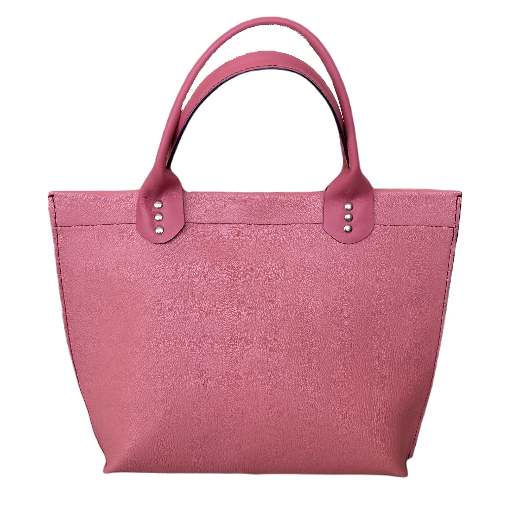sac mini cabas en cuir de chèvre grainé rose et cuir de veau lisse rose sac mini cabas en cuir de chèvre grainé rose et cuir de veau lisse rose