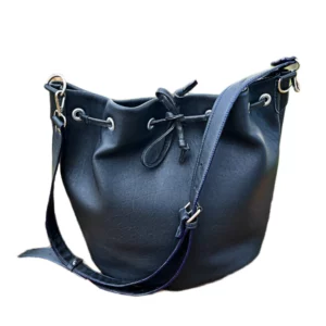 Sac sceau grand mofèle en cuir de vachette lisse noir